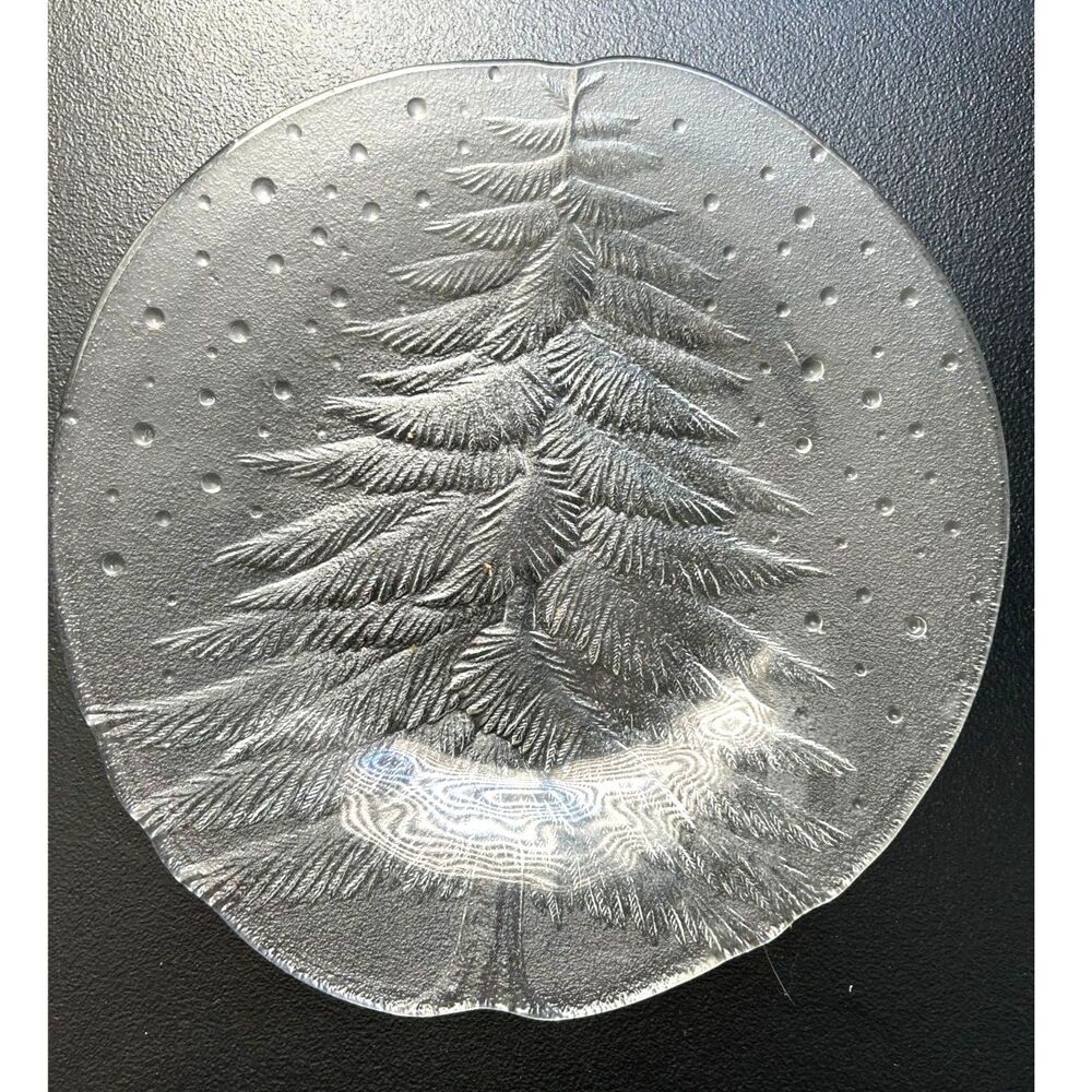Mikasa NOEL Clear Crystal Pine Tree & Dots 14" Platter